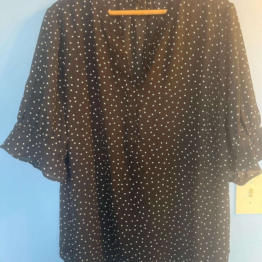 41 Hawthorn Black Blouse with White Dots